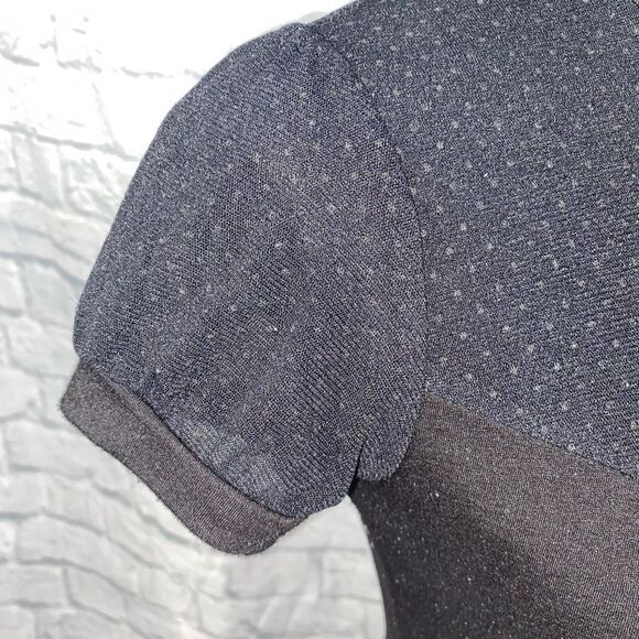 Forever21 mock collar short sleeve baby doll top w/shoulder buttons black sz MED - Picture 6 of 13